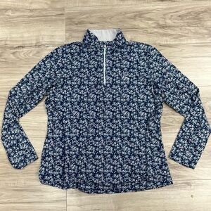 Rhoback Performance Quarter Zip Womens Size L Long Sleeve Floral Shirt